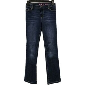 Childrens Place Jeans Denim Dark Blue Girls Sz 12 Slim Bootcut Adjustable Waist